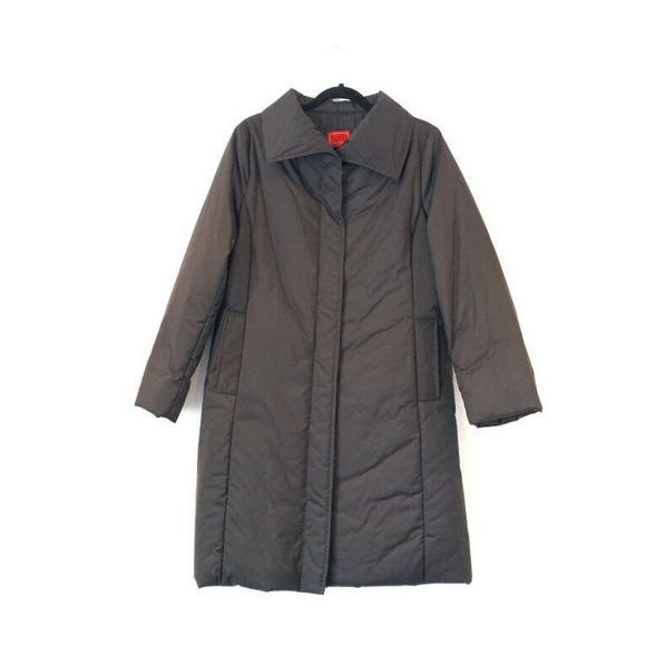 Cole Haan Country Size M Black Thermore Puffer Long Coat Button Front Pockets - Picture 1 of 8